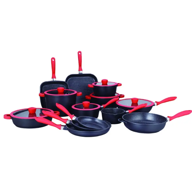 Hot sale Non-Stick Cookware Sets With Bakelite Handles - Induction Pots and Pans with Glass lid